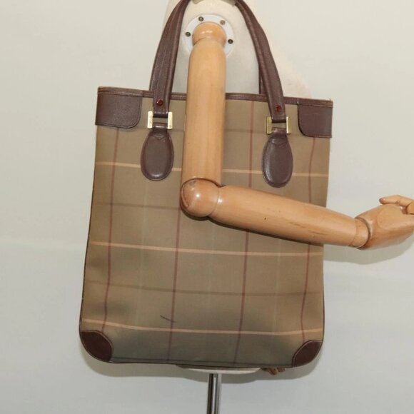 Burberrys Nova Check Tote Bag Canvas Beige Gold - Picture 15 of 16